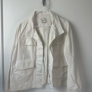 LOFT Utility Jacket Women’s Size Large Ivory / Cream Lightweight Casual Layer